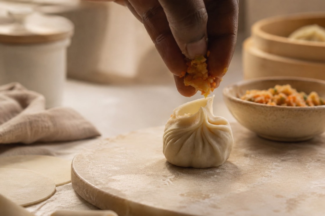 A TAFI dumpling being crafted